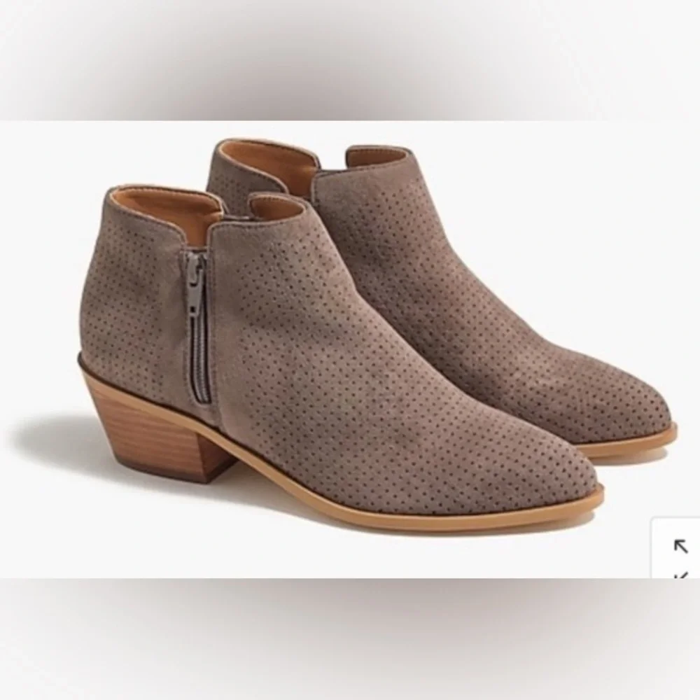 J Crew perforated ankle bootie with double side zip in brown size 8.5